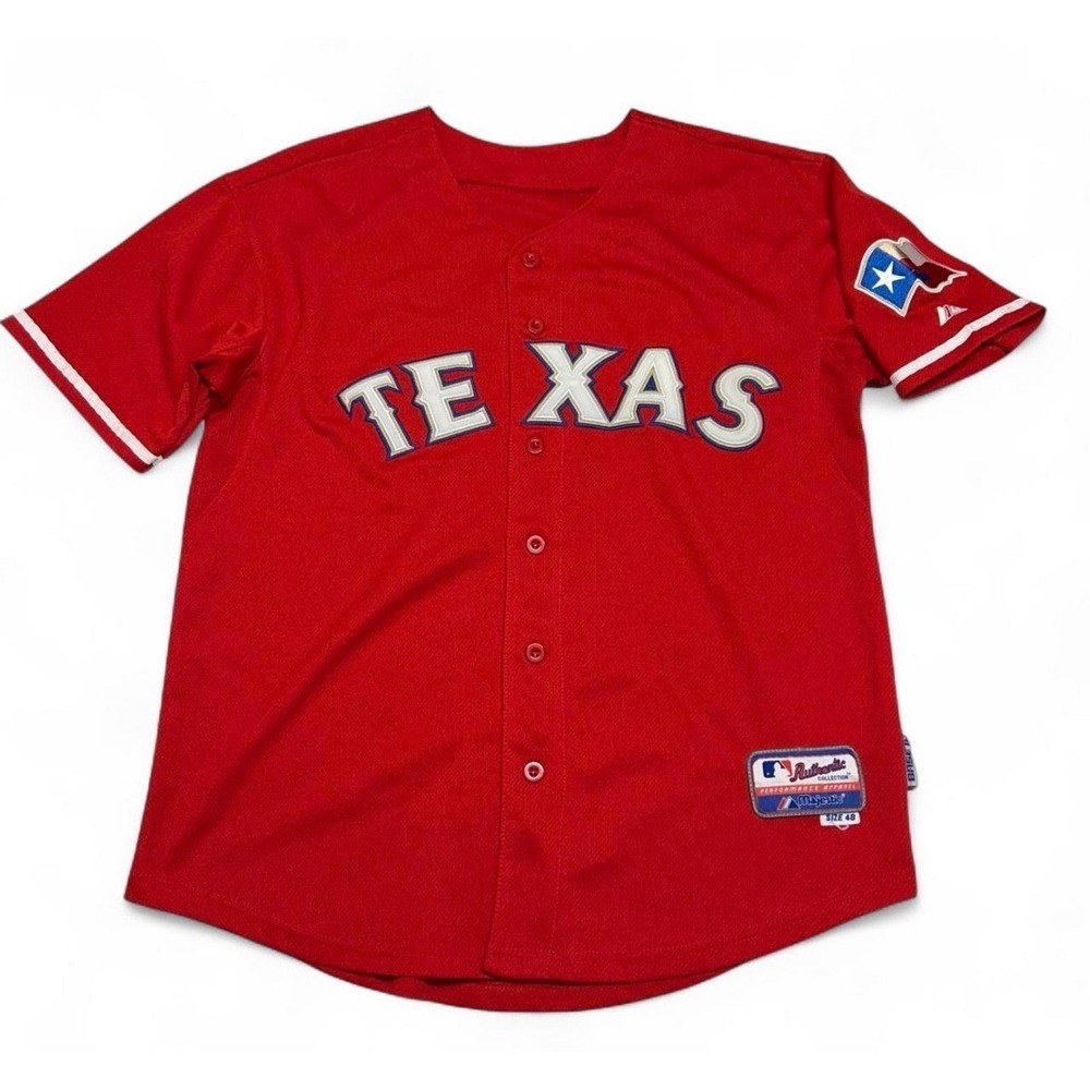 Majestic Texas Rangers MLB Authentic Collection Red Jersey #2 Size 48 Mens
